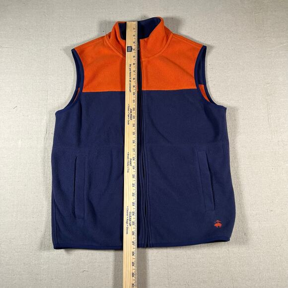 Brooks Brothers 346 Vest Mens Medium Blue Orange Fleece Full Zip Polyester - Picture 3 of 6